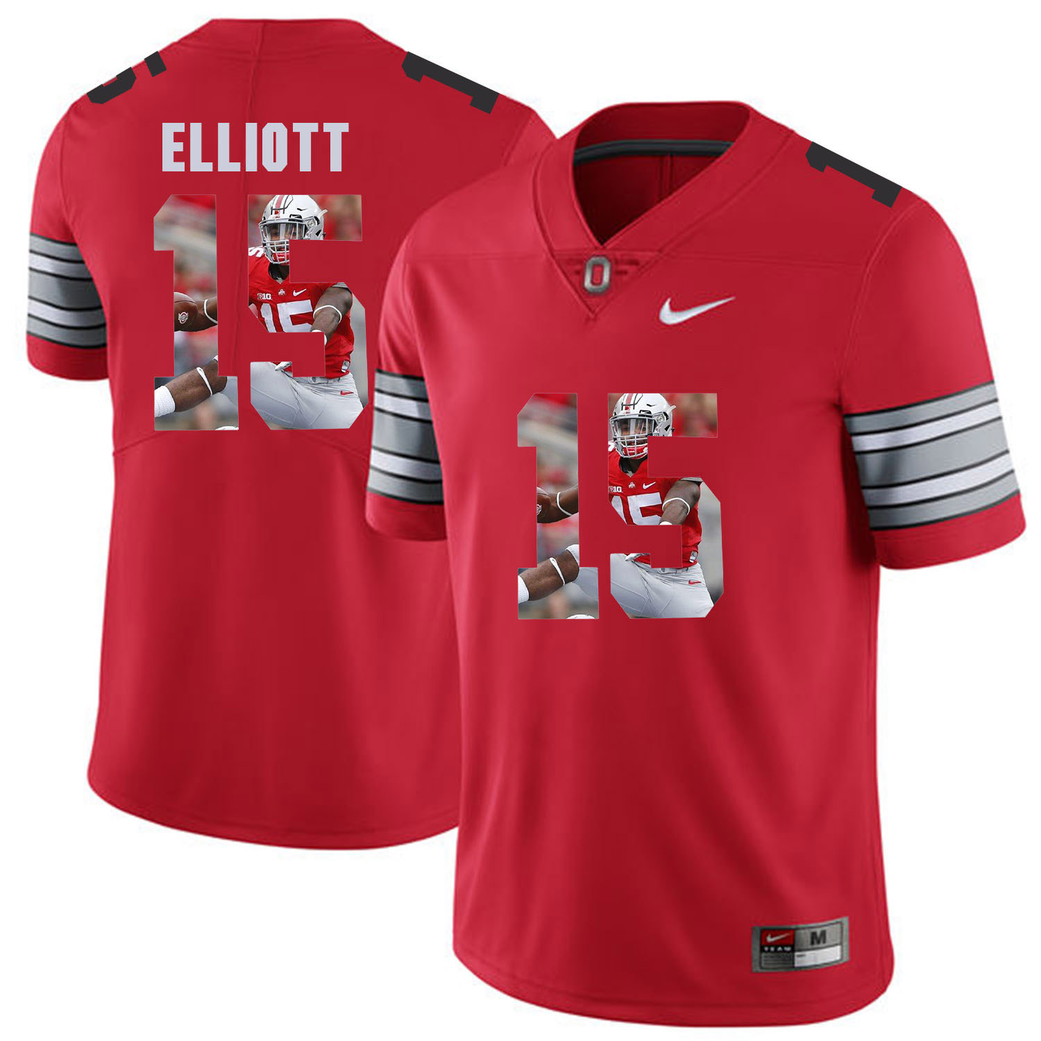 Men Ohio State #15 Elliott Red Fashion Edition Customized NCAA Jerseys->customized ncaa jersey->Custom Jersey
